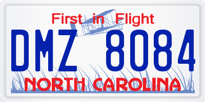 NC license plate DMZ8084