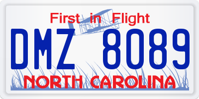 NC license plate DMZ8089