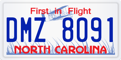 NC license plate DMZ8091