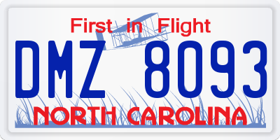 NC license plate DMZ8093