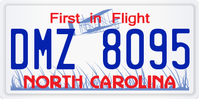 NC license plate DMZ8095