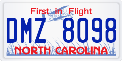 NC license plate DMZ8098