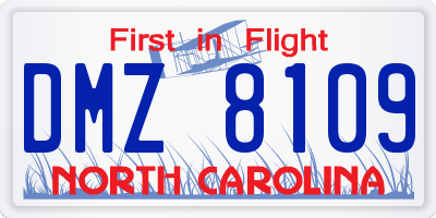 NC license plate DMZ8109