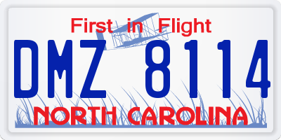 NC license plate DMZ8114