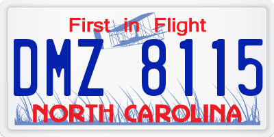 NC license plate DMZ8115