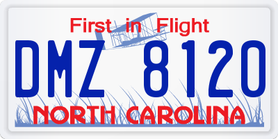 NC license plate DMZ8120