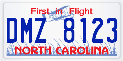 NC license plate DMZ8123