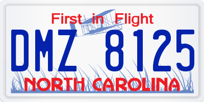 NC license plate DMZ8125