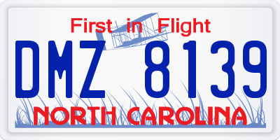 NC license plate DMZ8139