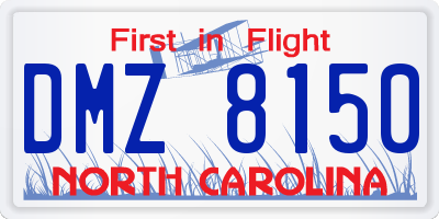 NC license plate DMZ8150