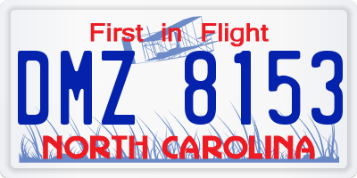 NC license plate DMZ8153