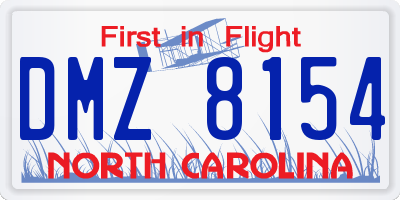 NC license plate DMZ8154