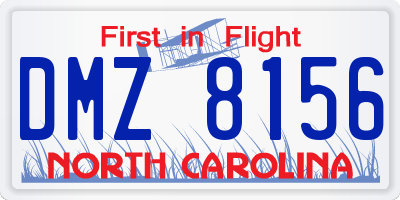 NC license plate DMZ8156