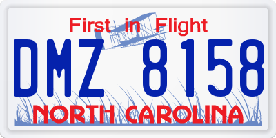 NC license plate DMZ8158