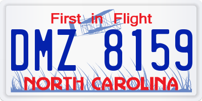 NC license plate DMZ8159