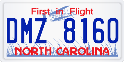 NC license plate DMZ8160