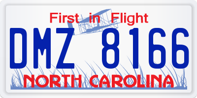 NC license plate DMZ8166