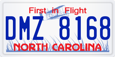 NC license plate DMZ8168