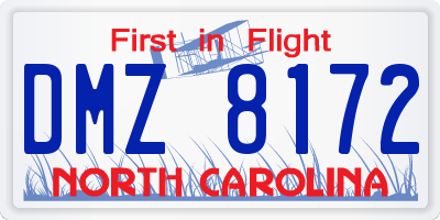 NC license plate DMZ8172