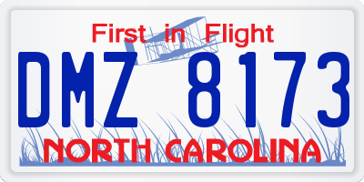 NC license plate DMZ8173