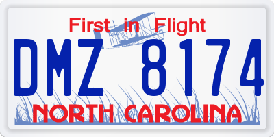 NC license plate DMZ8174