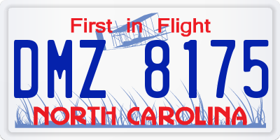 NC license plate DMZ8175