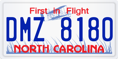 NC license plate DMZ8180