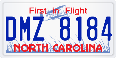 NC license plate DMZ8184