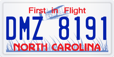 NC license plate DMZ8191