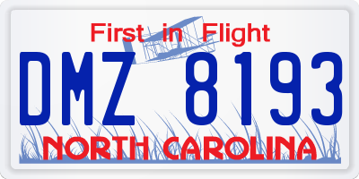 NC license plate DMZ8193