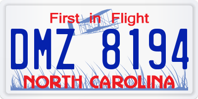 NC license plate DMZ8194