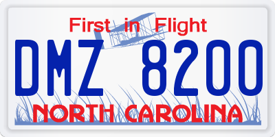 NC license plate DMZ8200