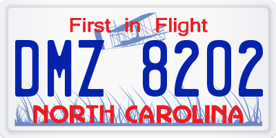 NC license plate DMZ8202