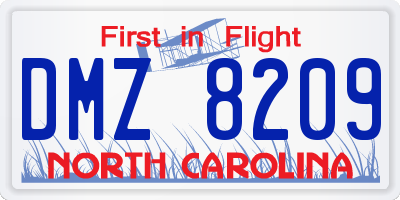NC license plate DMZ8209