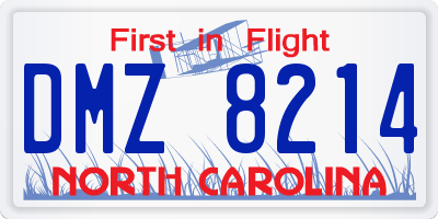 NC license plate DMZ8214