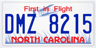 NC license plate DMZ8215