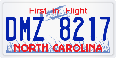 NC license plate DMZ8217