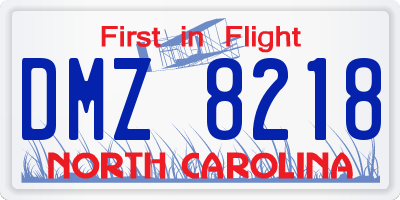 NC license plate DMZ8218