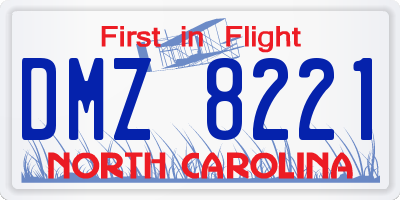 NC license plate DMZ8221