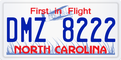 NC license plate DMZ8222