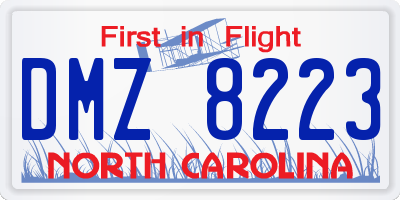 NC license plate DMZ8223