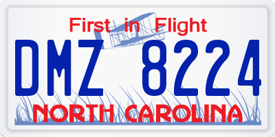 NC license plate DMZ8224