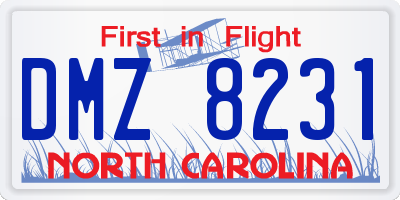 NC license plate DMZ8231