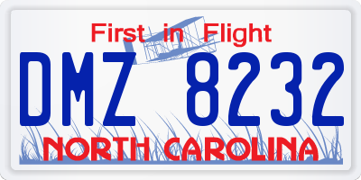 NC license plate DMZ8232