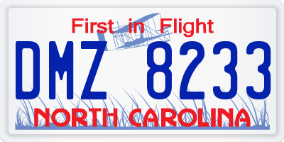 NC license plate DMZ8233