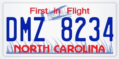 NC license plate DMZ8234