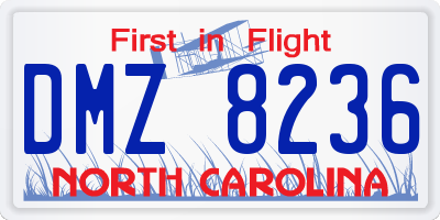 NC license plate DMZ8236