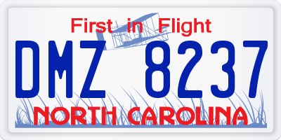 NC license plate DMZ8237