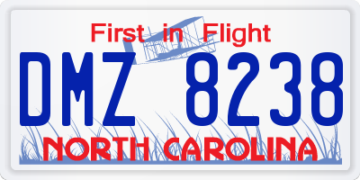 NC license plate DMZ8238