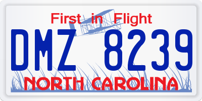 NC license plate DMZ8239